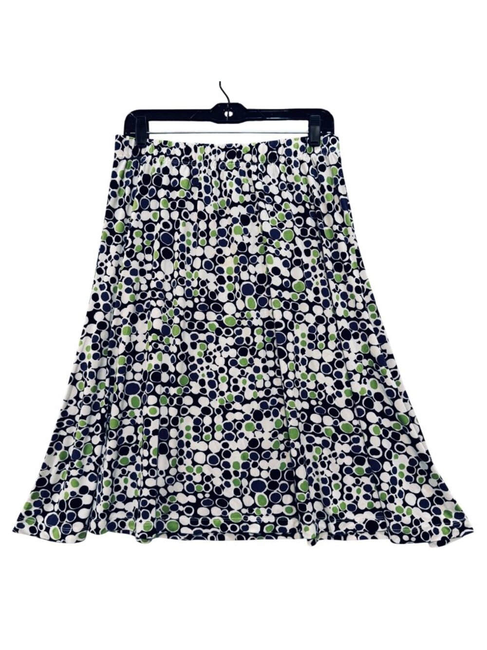 Laura Ashley A-Line Skirt Size M Mod Abstract Circle Print White Purple Green